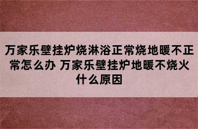 万家乐壁挂炉烧淋浴正常烧地暖不正常怎么办 万家乐壁挂炉地暖不烧火什么原因